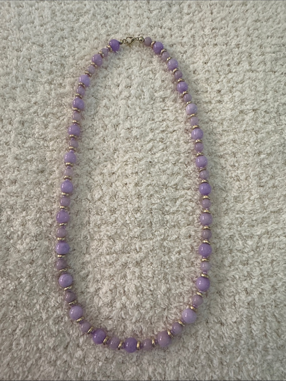 Lavender Beaded Necklace with Gold Accents - Women Jewelry